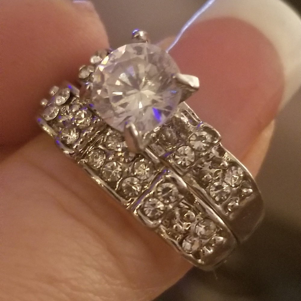 Stainless Steel Simulated Diamond Ring Size 10